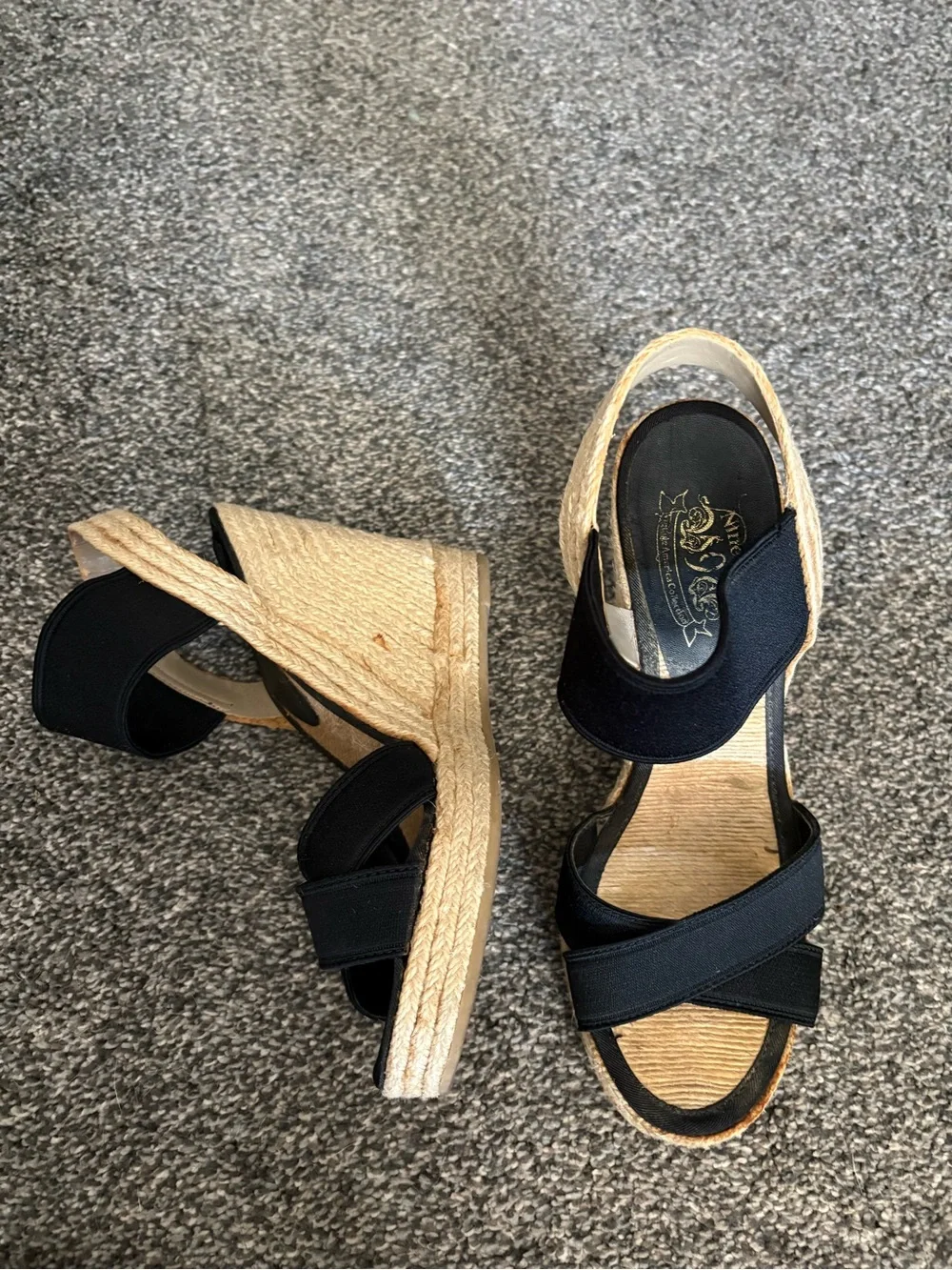 Nine West Black Wedge Espadrille Sandals